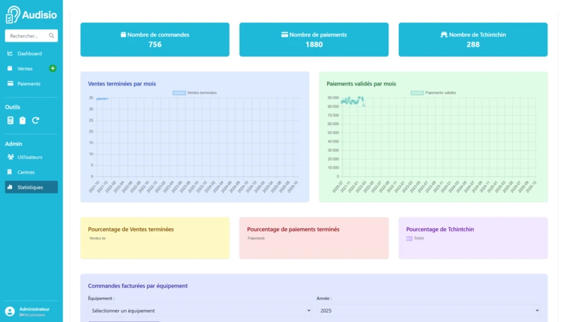 Image de l'application Audisio - Interface d'administration moderne